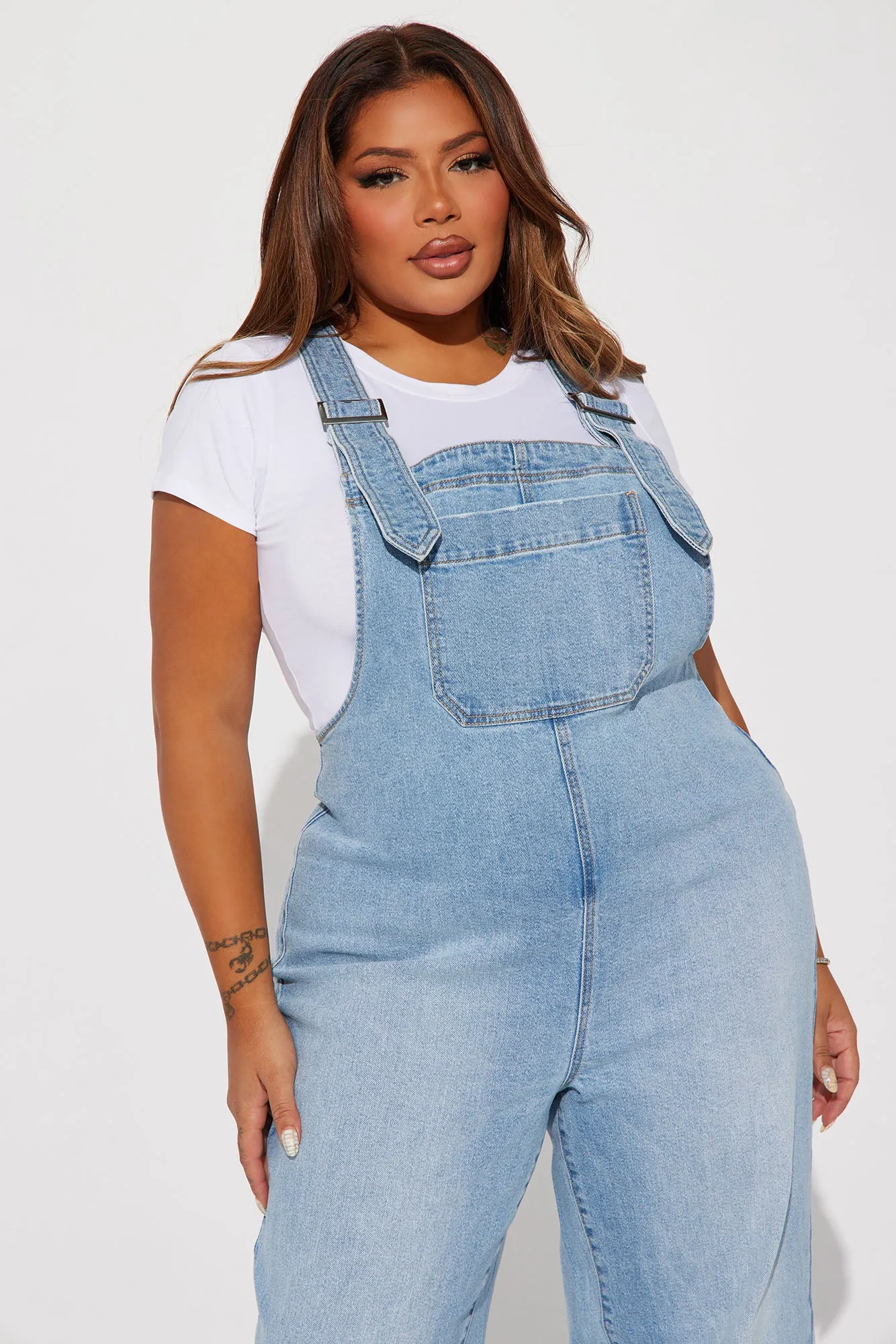 All Over It Slouchy Overalls - Light Blue Wash