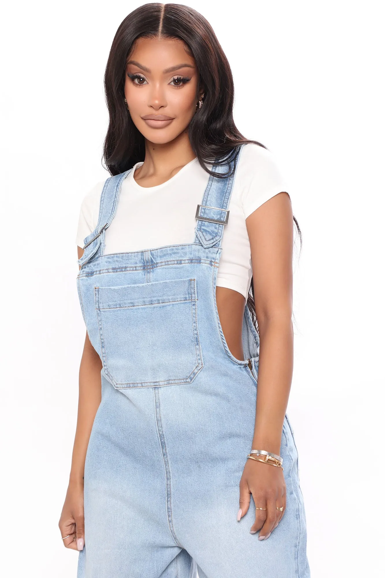 All Over It Slouchy Overalls - Light Blue Wash