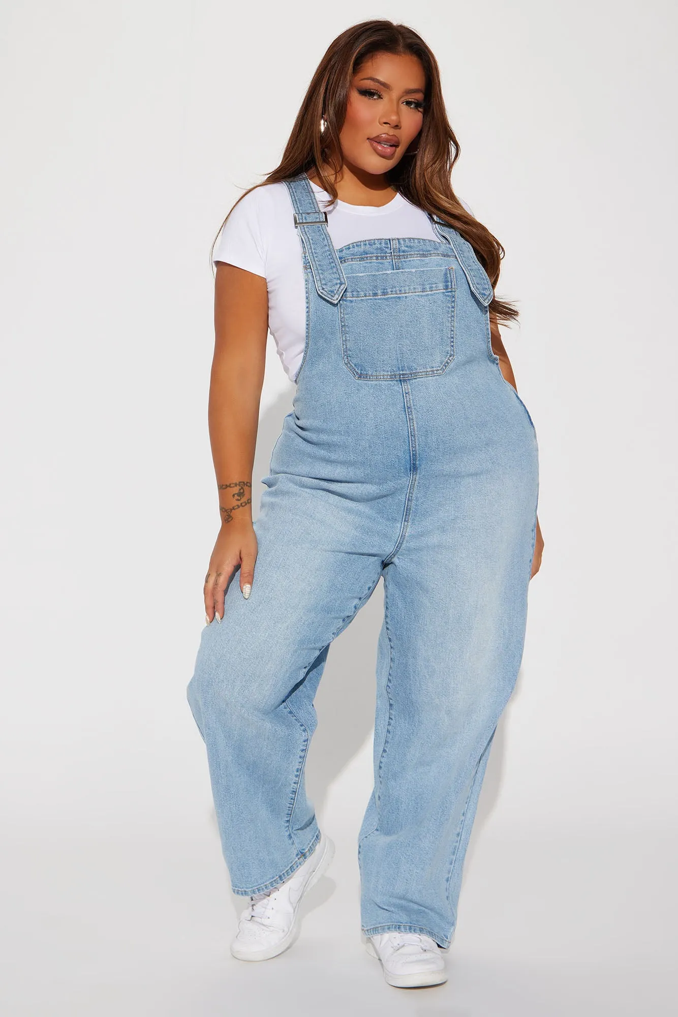 All Over It Slouchy Overalls - Light Blue Wash