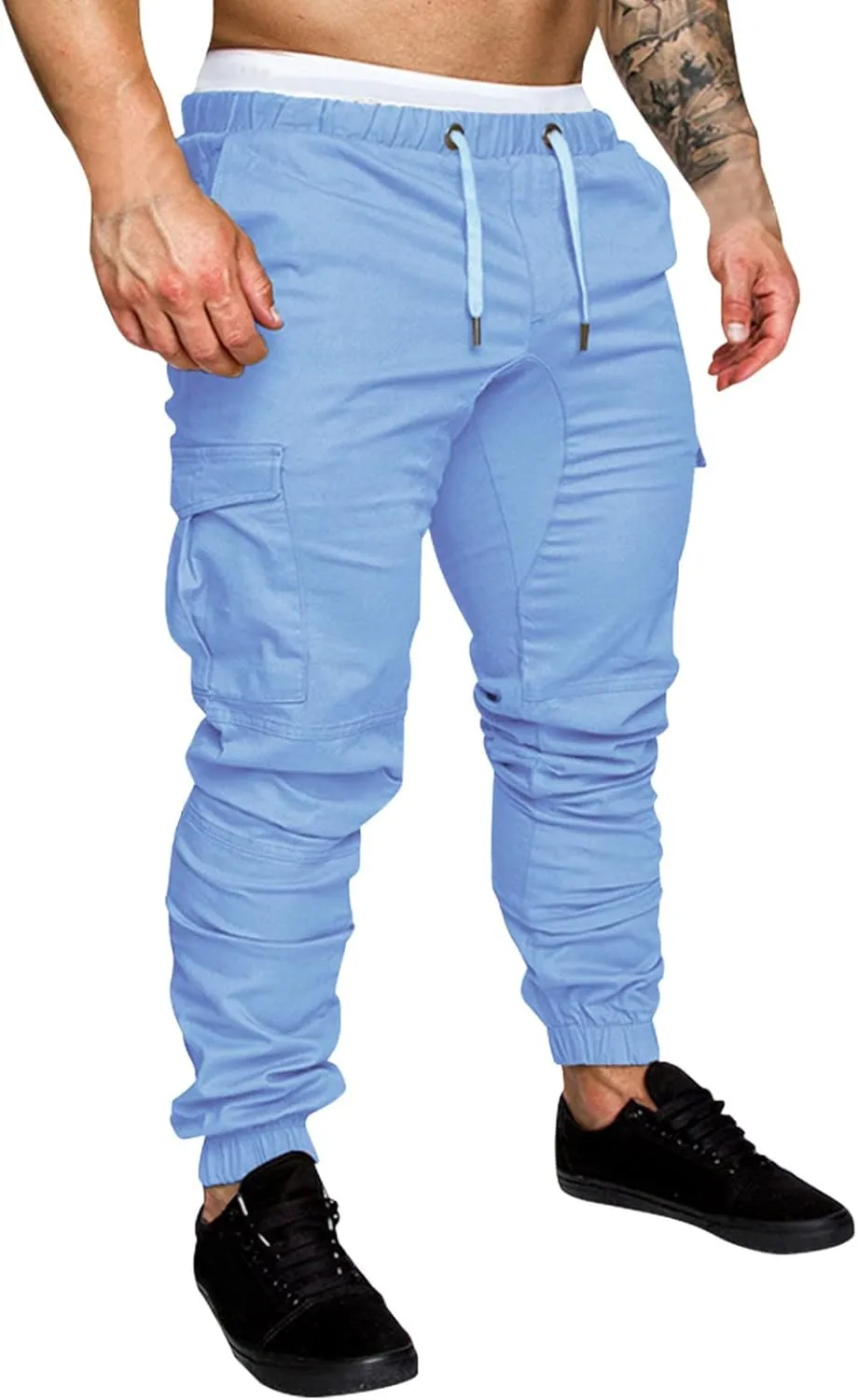 Cargo Pants for Men Relaxed Fit Sweatpants Loose Fit Open Bottom Mesh Athletic Pants with Zipper Pockets Men's Cargo