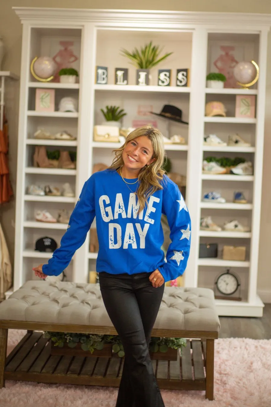 Game Day Sweatshirt with Star Sleeves
