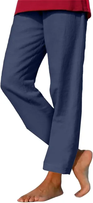 GIERIDUC Linen Pants for Women 2025 Summer High Waist Elastic Wide Leg Lounge Pant Casual Loose Lightweight Beach Trousers