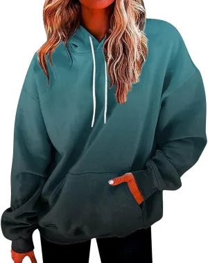 GOFULY Women'S Fashion Hoodies & Sweatshirts Long Sleeve Drawstring Sweatshirt Gradient Color Fall Pullover Hoodie 2024