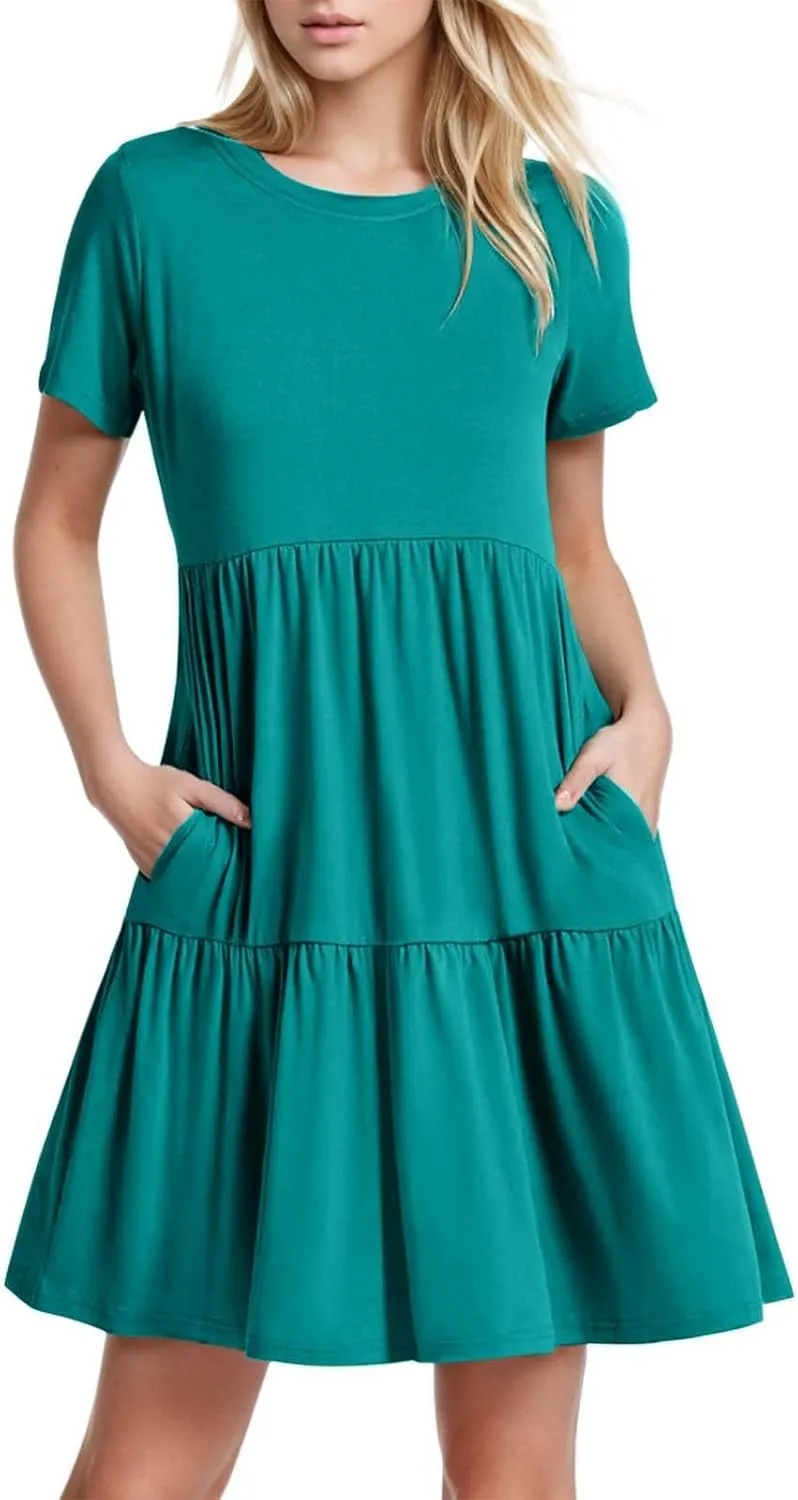 Hort Sleeve T-Shirt Dress for Women Loose 2025 Trendy Sun Dresses Casual Ruched T Shirt Y2K Spring Beach Summer