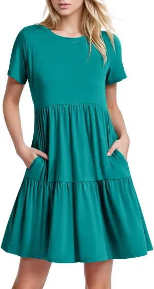 Hort Sleeve T-Shirt Dress for Women Loose 2025 Trendy Sun Dresses Casual Ruched T Shirt Y2K Spring Beach Summer