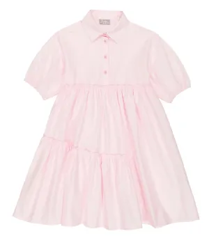 Il Gufo tiered cotton-satin shirtdress, pink