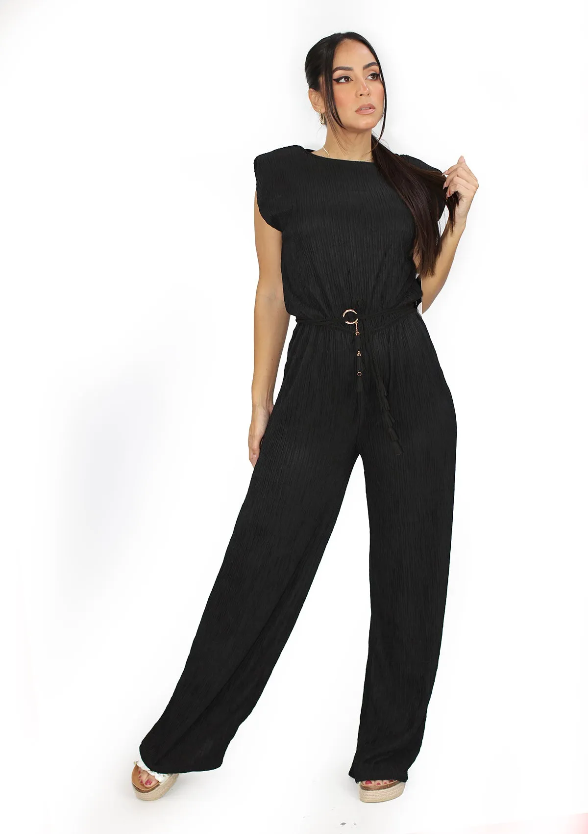 LP-IRIS-7J Black Jumpsuit de Mujer