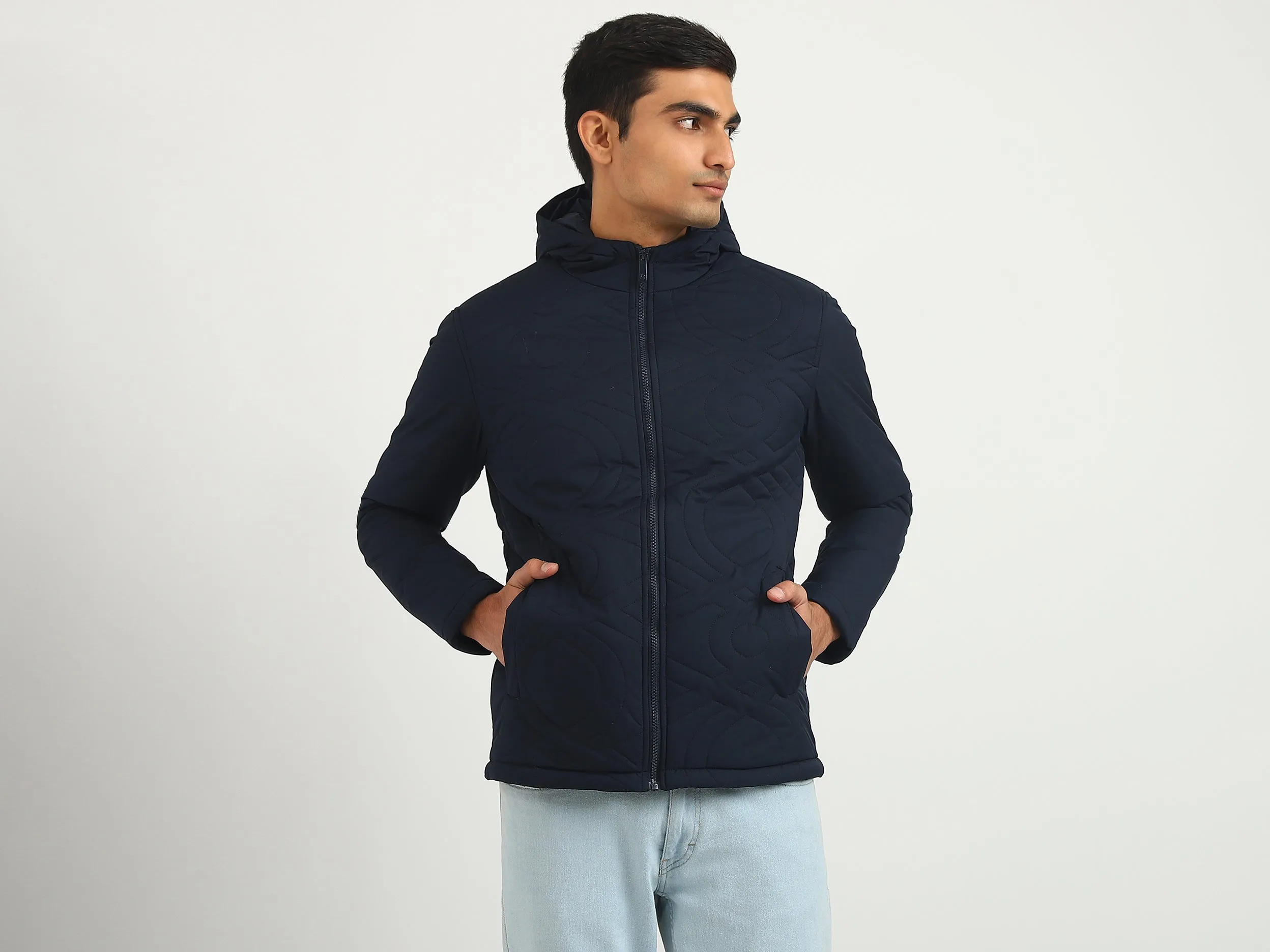 Men Quilted Hooded Jacket