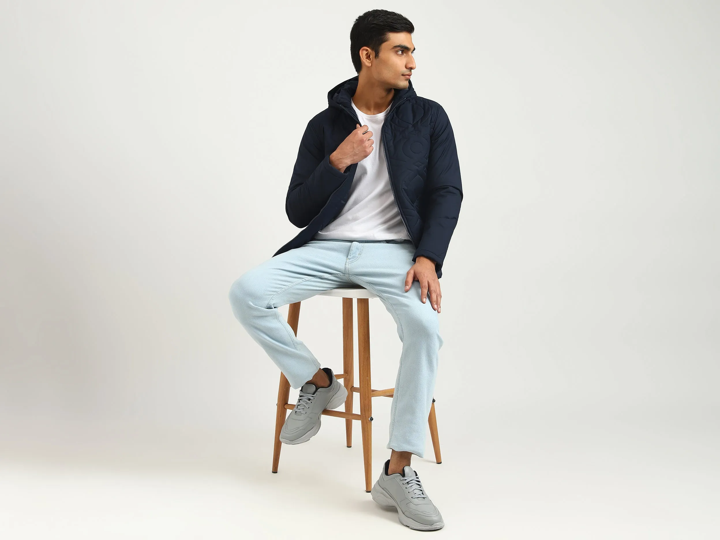 Men Quilted Hooded Jacket