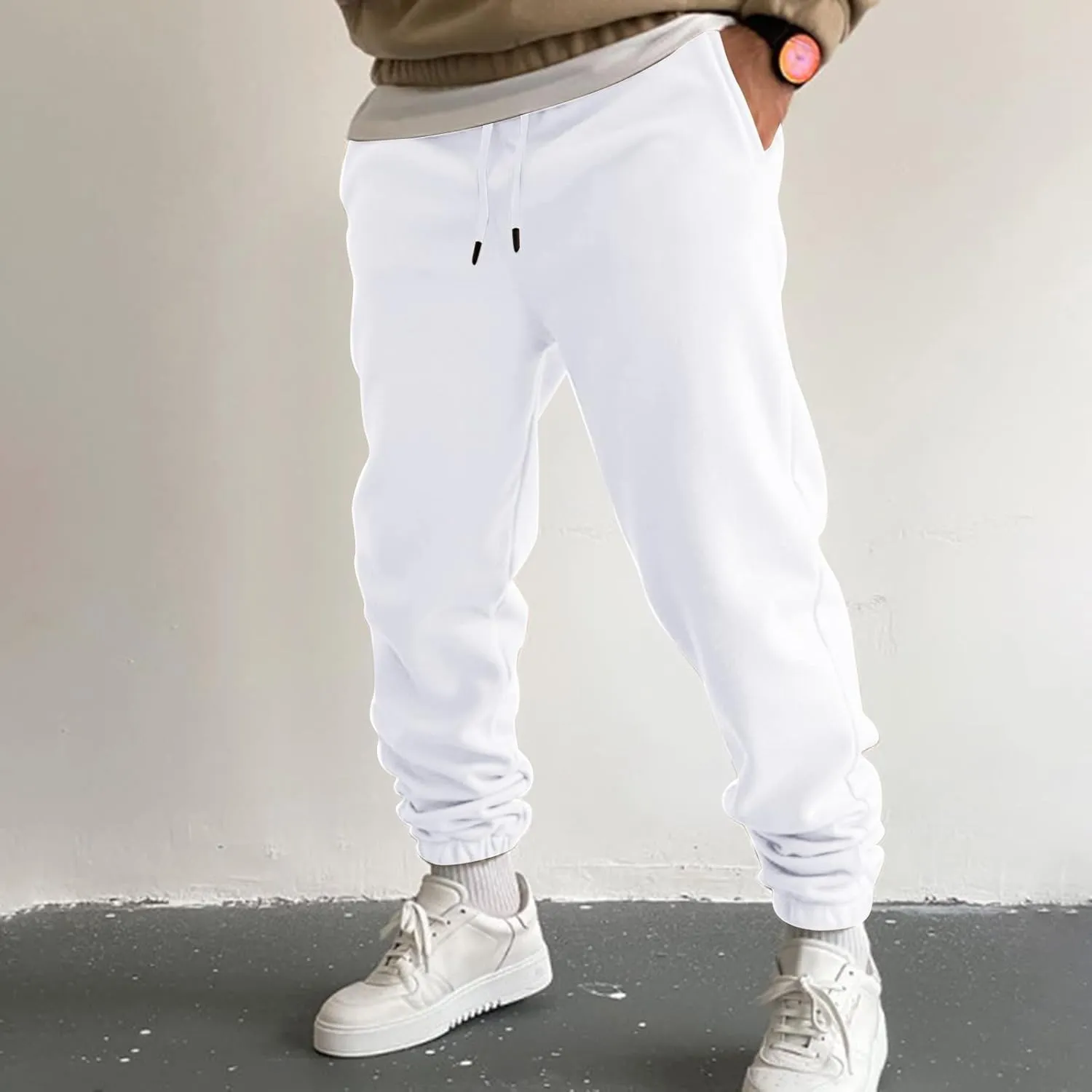 Mens Workout Cargo Sweatpants Work Jogger Pants with Pockets Mens Casual Pants Stretch Slim Fit Workout Bodybuilding