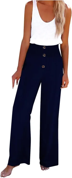 Striped Linen Blend Pants for Women Linen Pants for Women Flowy Wide Leg High Waisted Palazzo Beach Pants Summer