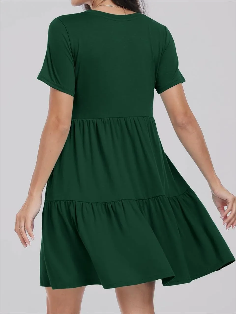 Wankang T Shirt Dresses for Women Summer Casual Short Sleeve Tiered Mini Tshirt Dresses Flowy Tunic Dress Beach Sundresses