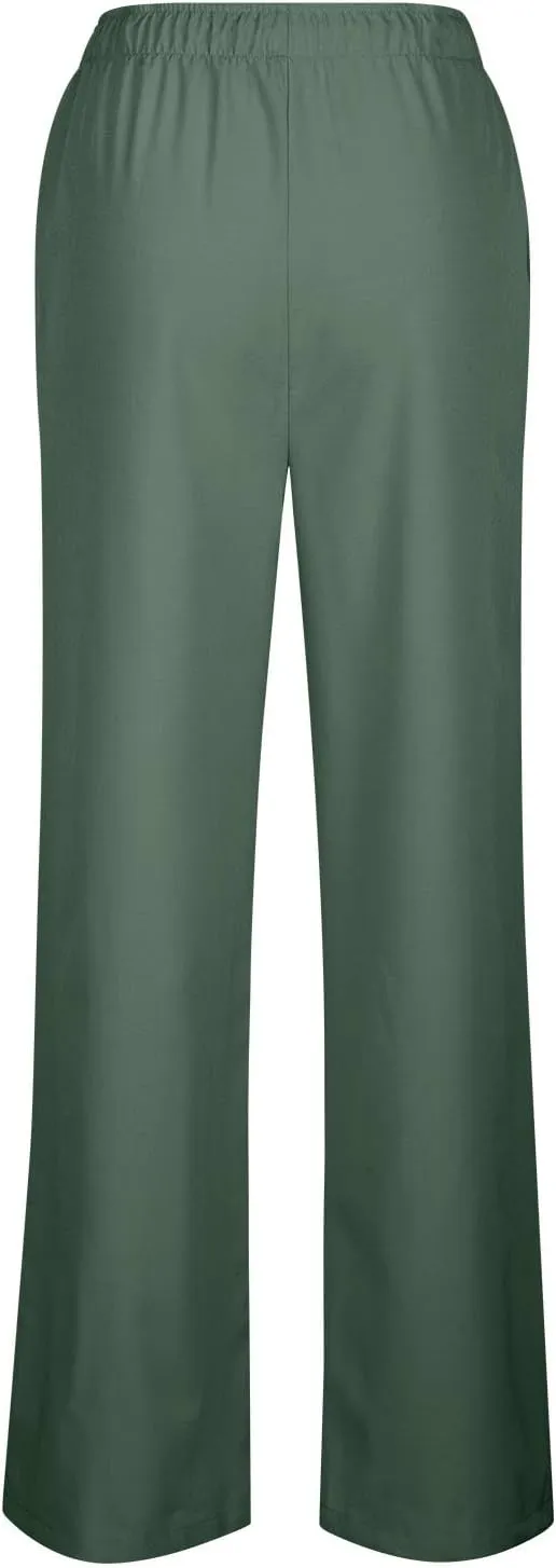 Women Linen Baggy Pants Summer Drawstring Casual Wide Leg Lounge Pant 2025 Beach Travel Vacation Clothes with Pockets