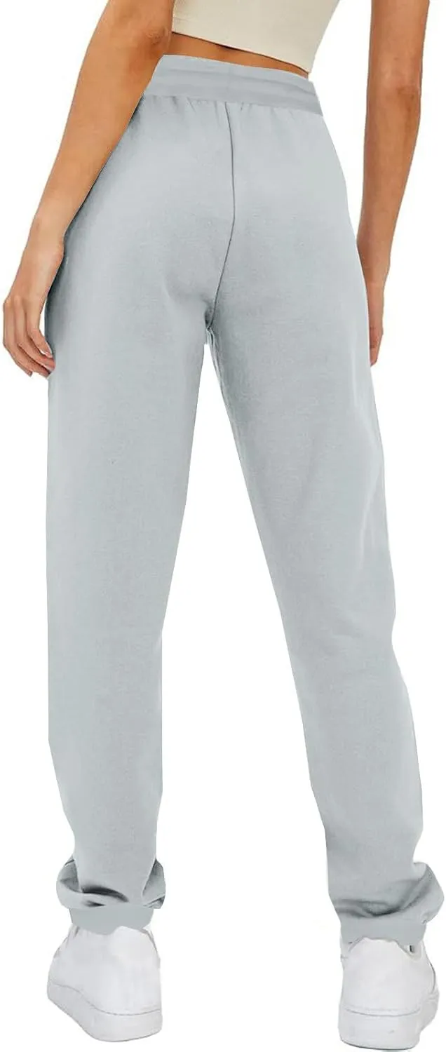 Women's Love Heart Dog Paw Print Sweatpants Winter Fleece Sports Pant Baggy High Waist Drawstring Joggers with Pockets