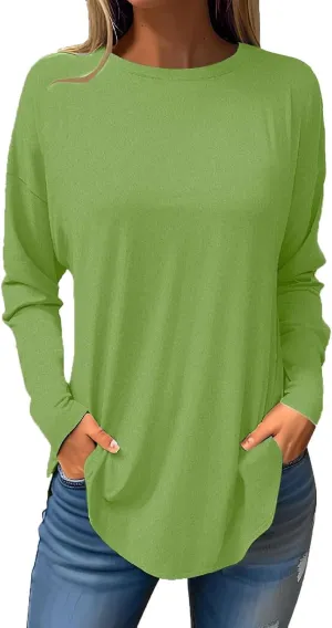 Womens Sweatshirt Crewneck Sweater Fleece Long Sleeve Pullover Tops Casual Tunic Tops for Women Loose Fit Shirts