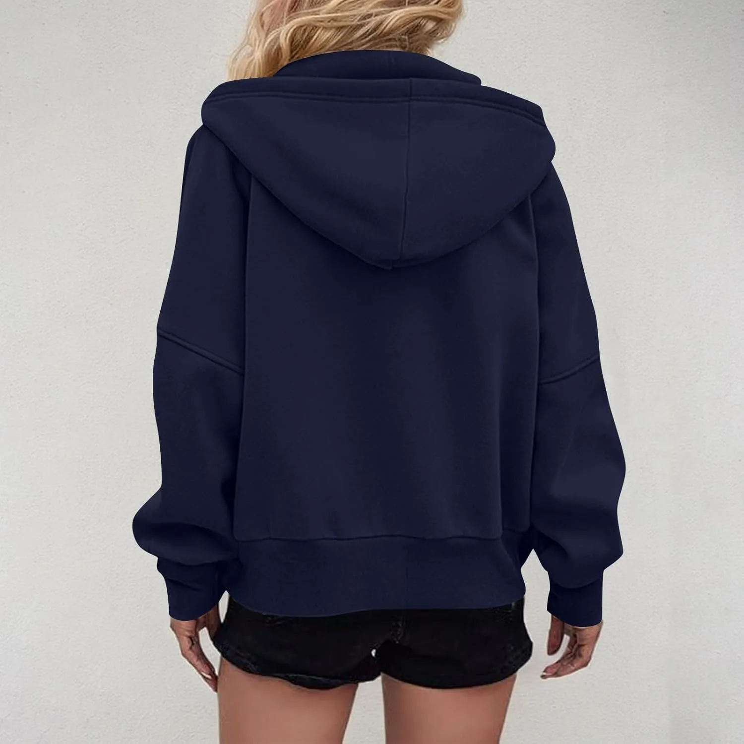 Womens Zip Up Hoodies Y2k Oversized Cropped Sweatshirt Fall Fleece Jackets Casual Comfy Cute Trendy Teen Hoodies